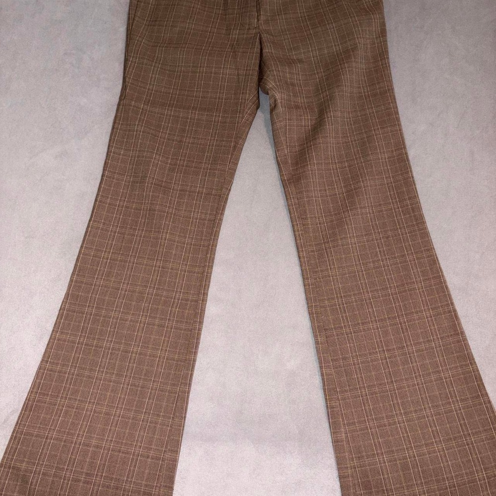Guess Jeans Brown and beige plaid flare pants size 27/small